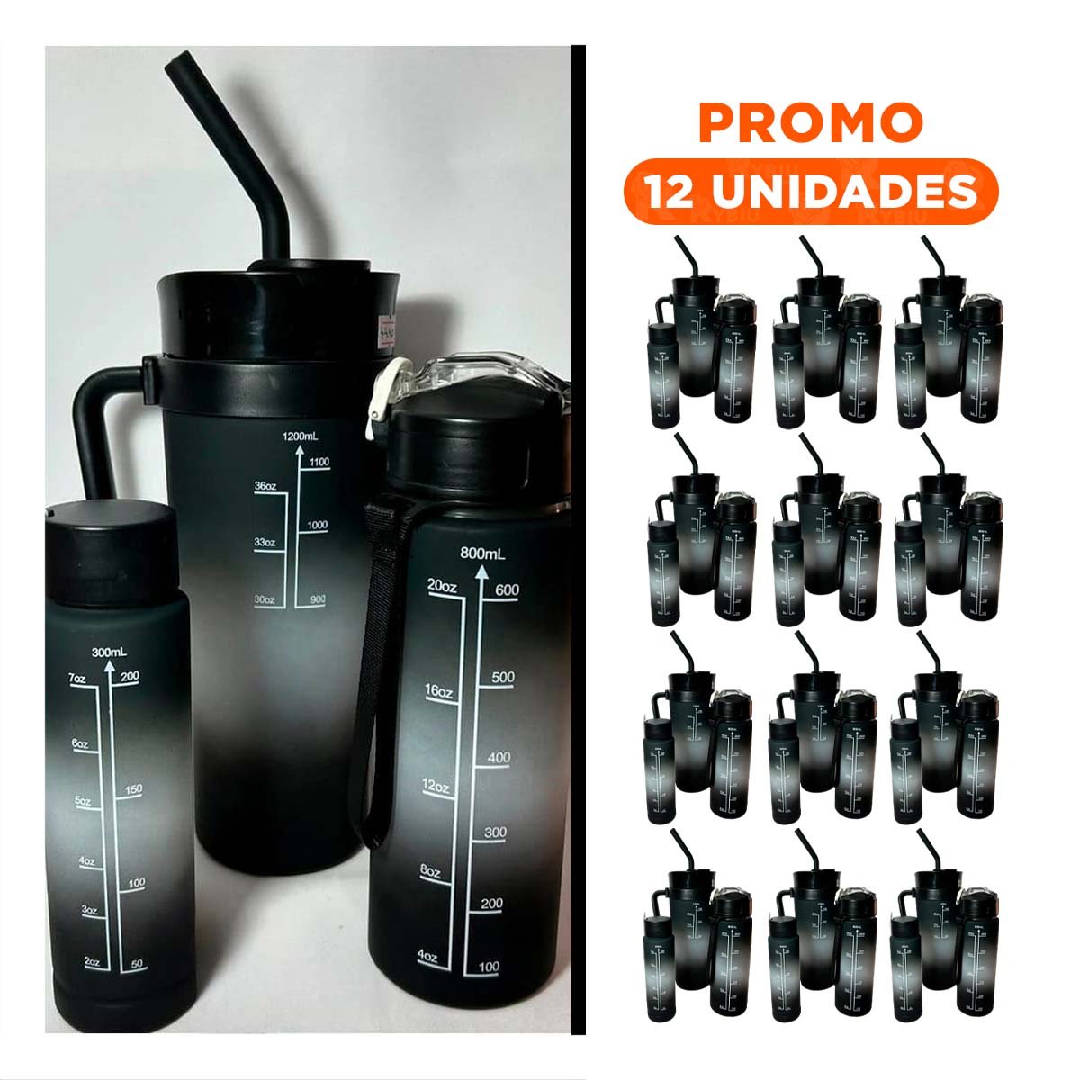 PACK12 EQUIPO TRIO TRICOLOR NEGRO BLANCO CON STICKER 2D RAPIDO FACIL USO Y+REGALO STICKER - 1