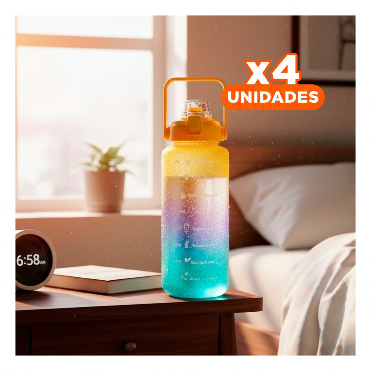 PACK4 BOTELLA DEPORTIVA 2LT MULTICOLOR PARA AGUA Y MOMENTOS DE GIMNASIO - 1