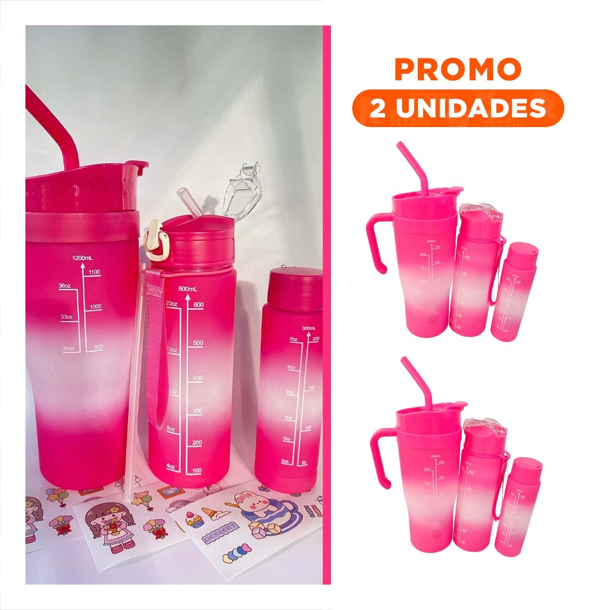 PACK2 UTENSILIO TRIO TRICOLOR FUCSIA Y BLANCO COMPACTO Y FACIL DE LIMPIAR - 1