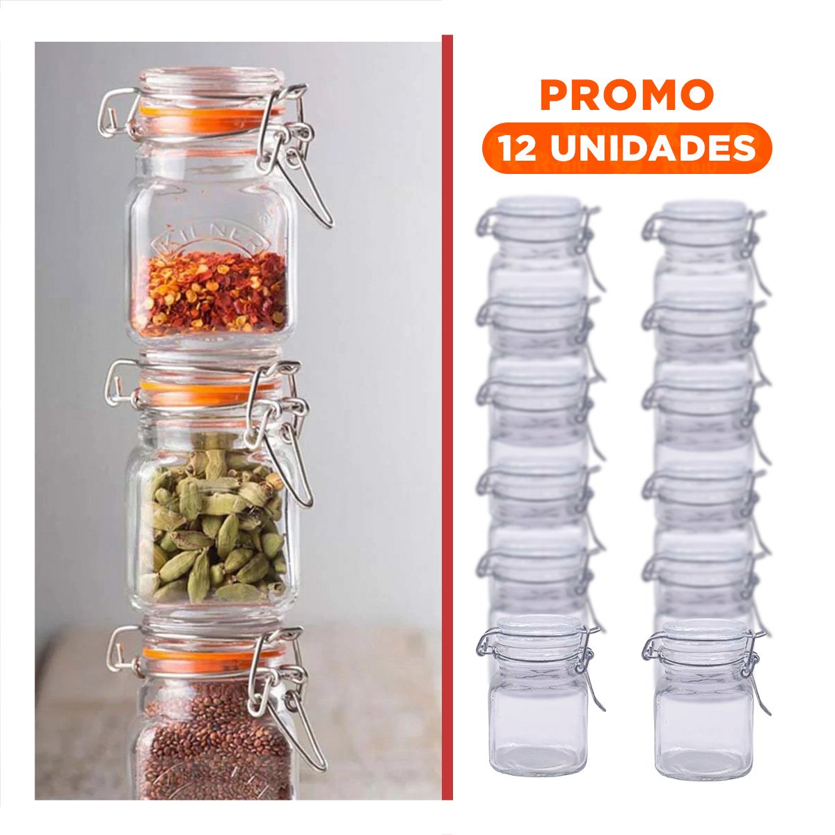 PACK12 CONTENEDOR MULTIUSO DE VIDRIO DE 100 ML CON TAPA Y CIERRE SEGURO Y+REGALO STICKER - 1