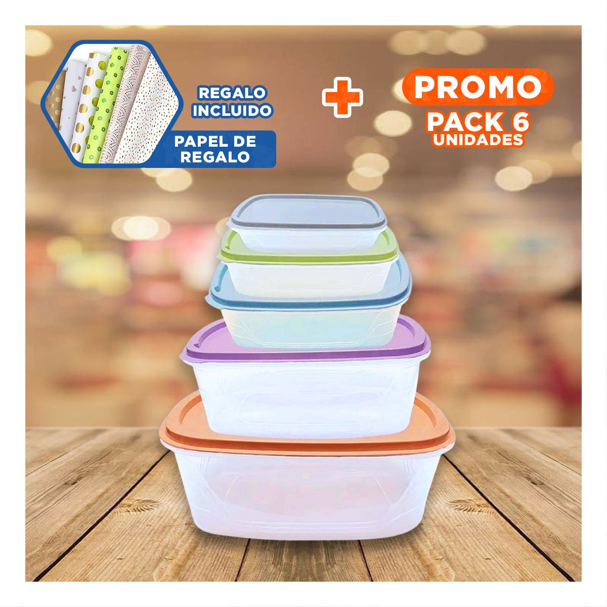 PACK6 TAPERS RECTANGULARES 5 PIEZAS COLORES PASTEL PARA GUARDAR Y+PAPEL REGALO - 1