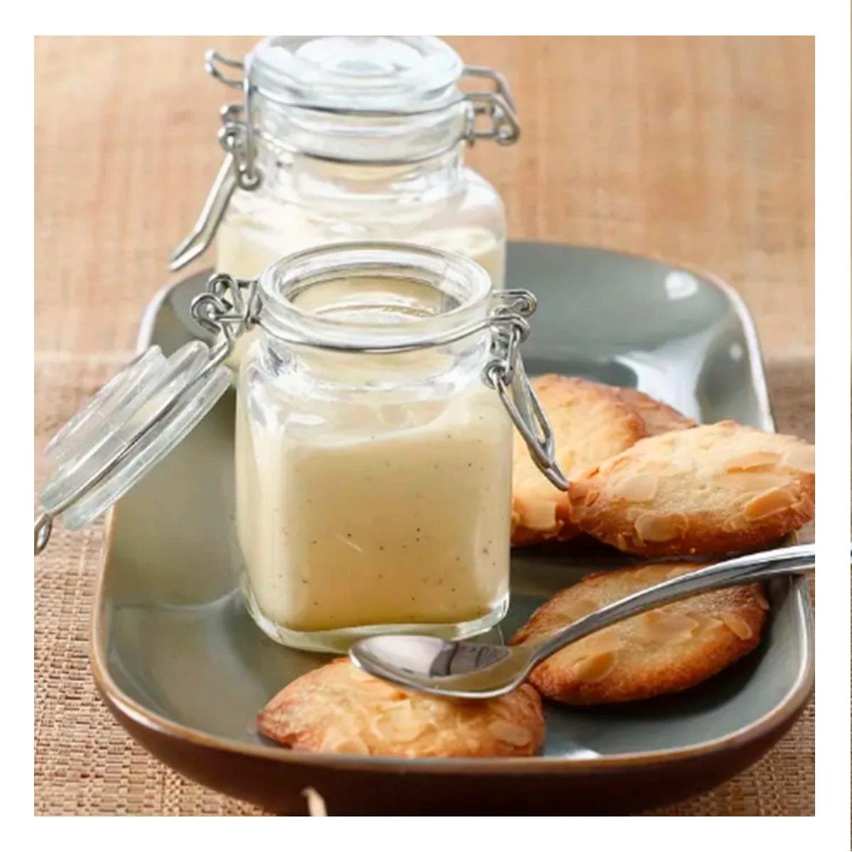 CONTENEDOR PEQUENO DE VIDRIO DE 100 ML MULTIUSO CON TAPA Y SEGURO TRANSPARENTE Y+PAPEL REGALO - 2