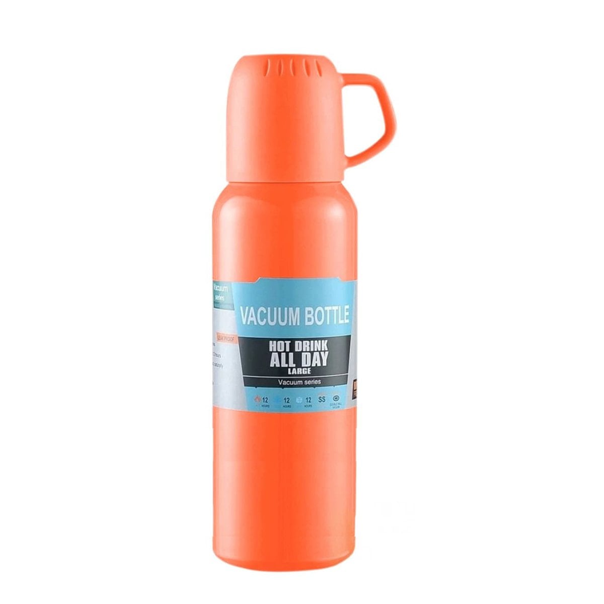 PACK4 TERMO COMPACTO 500 ML CON 3 TAZAS NARANJA PARA VIAJES Y OFICINA Y+PAPEL REGALO - 3