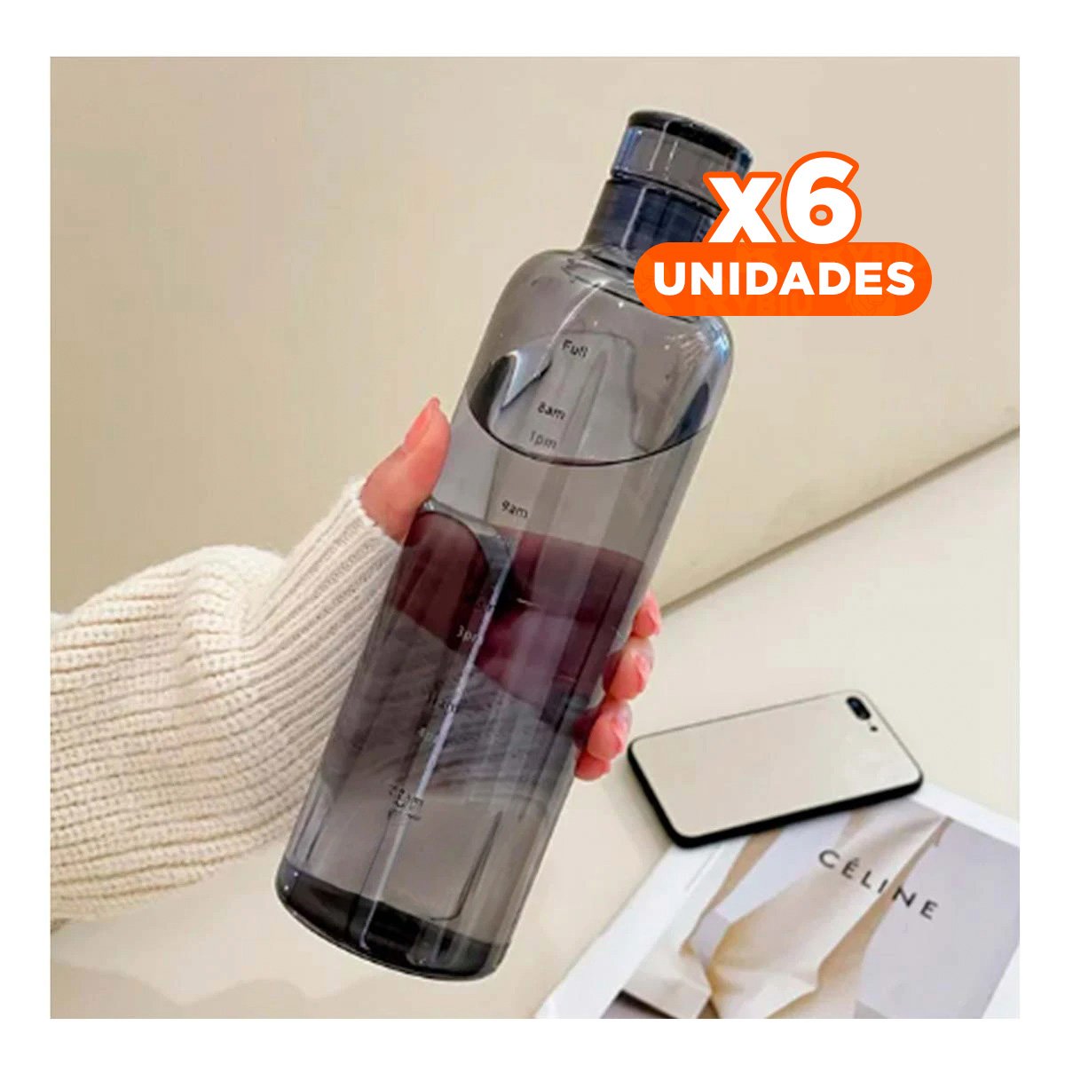 PACK6 VASO REUTILIZABLE 500 ML TRANSPARENTE NEGRO CON DISENO MODERNO Y SEGURO Y+REGALO STICKER - 1