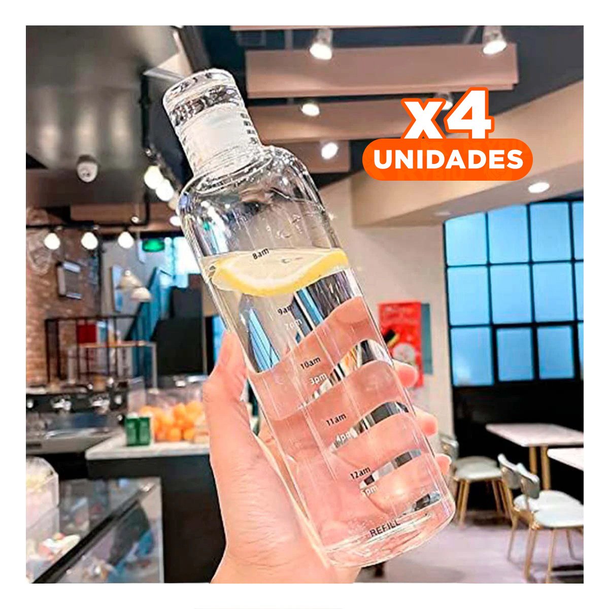 PACK4 VASO DEPORTIVO 500 ML TRANSPARENTE CON DISENO FUNCIONAL - 1