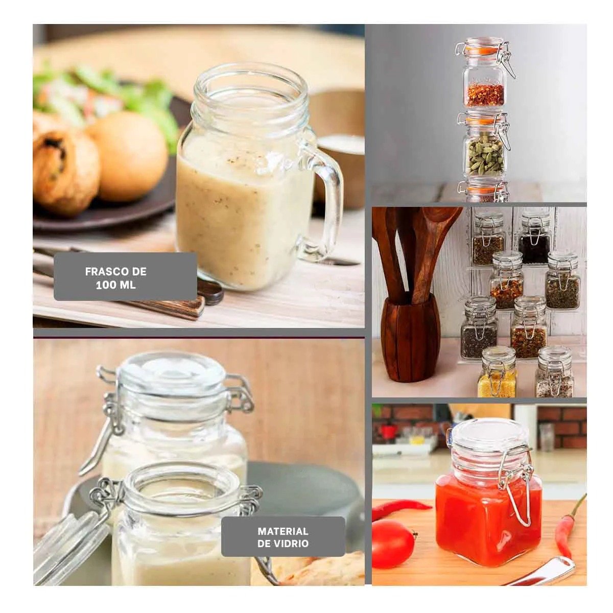 CONTENEDOR COMPACTO DE VIDRIO DE 100 ML MULTIUSO CON TAPA Y CIERRE SEGURO Y+POST IT - 1