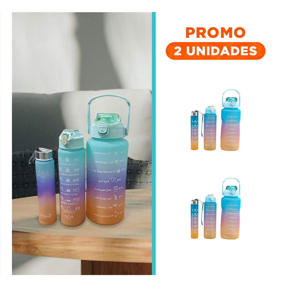 PACK2 TOMATODOS EN SET DE 3 EN VERDE AGUA CON TAPA DE PLASTICO 2 L 1 L Y 300 ML - 1