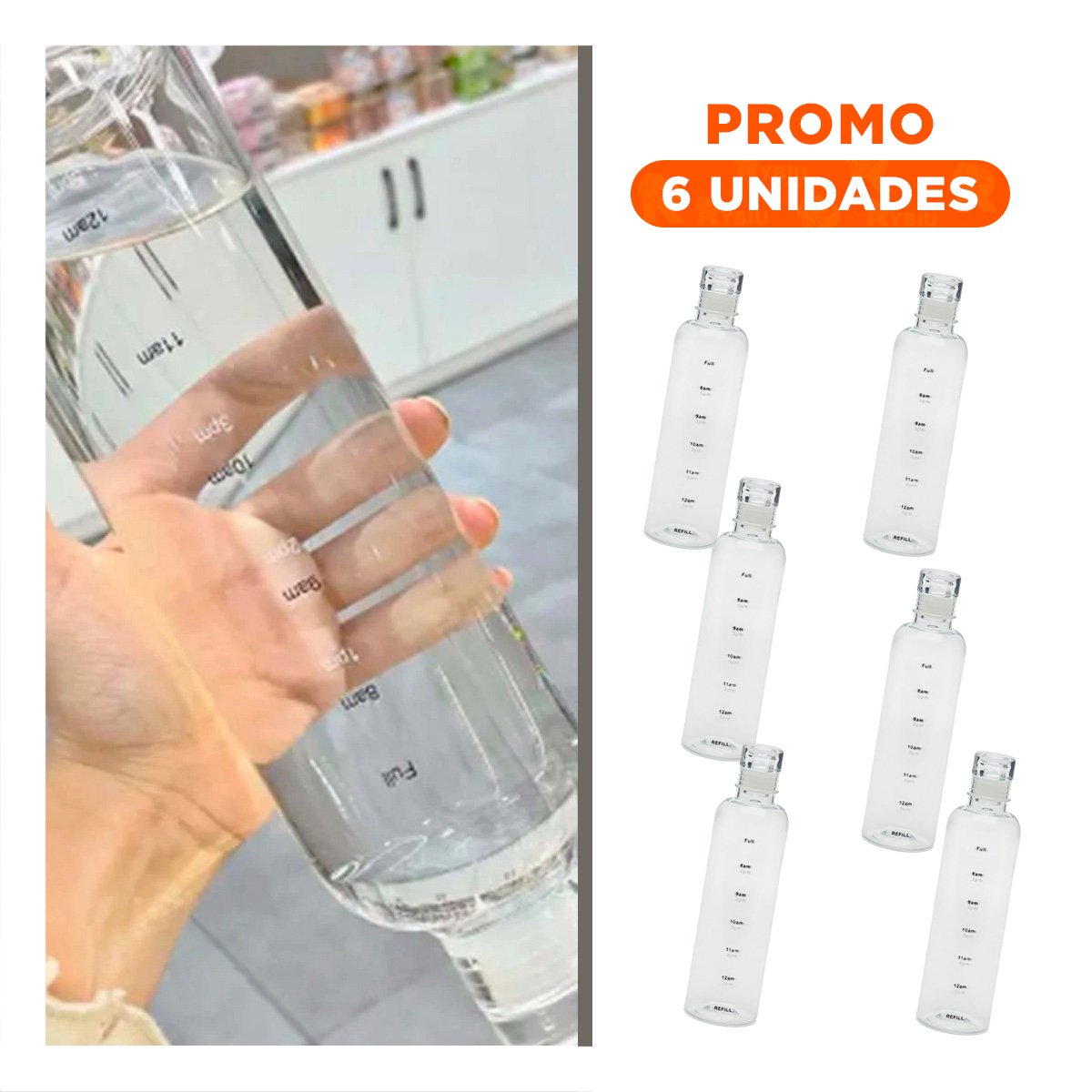PACK6 RECIPIENTE LIGERO 500 ML TRANSPARENTE PARA LLEVAR A TODO LUGAR - 1