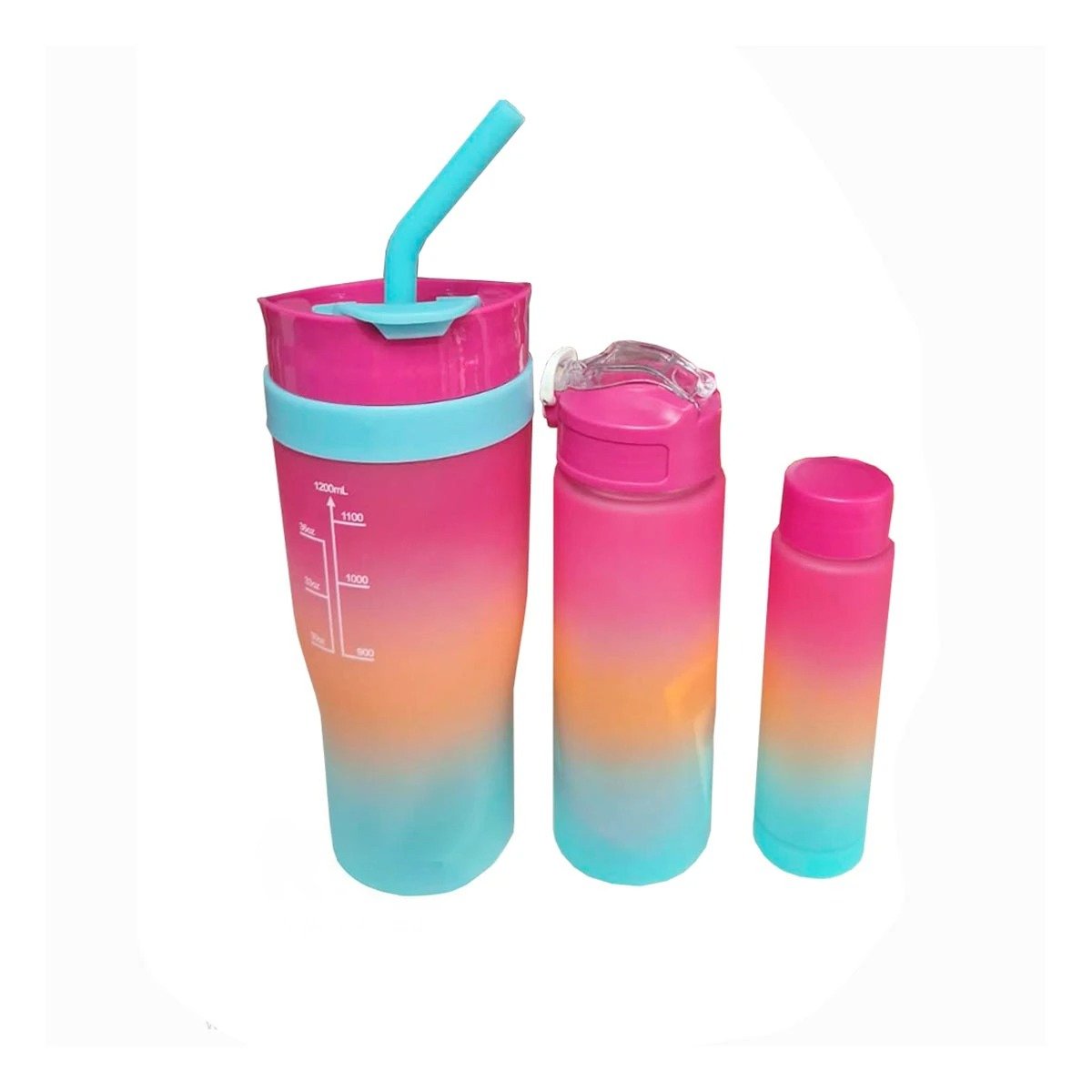 PACK2 UTENSILIO TRIO TRICOLOR 1200ML 800ML 300ML FACIL DE TRANSPORTAR Y+REGALO STICKER - 2