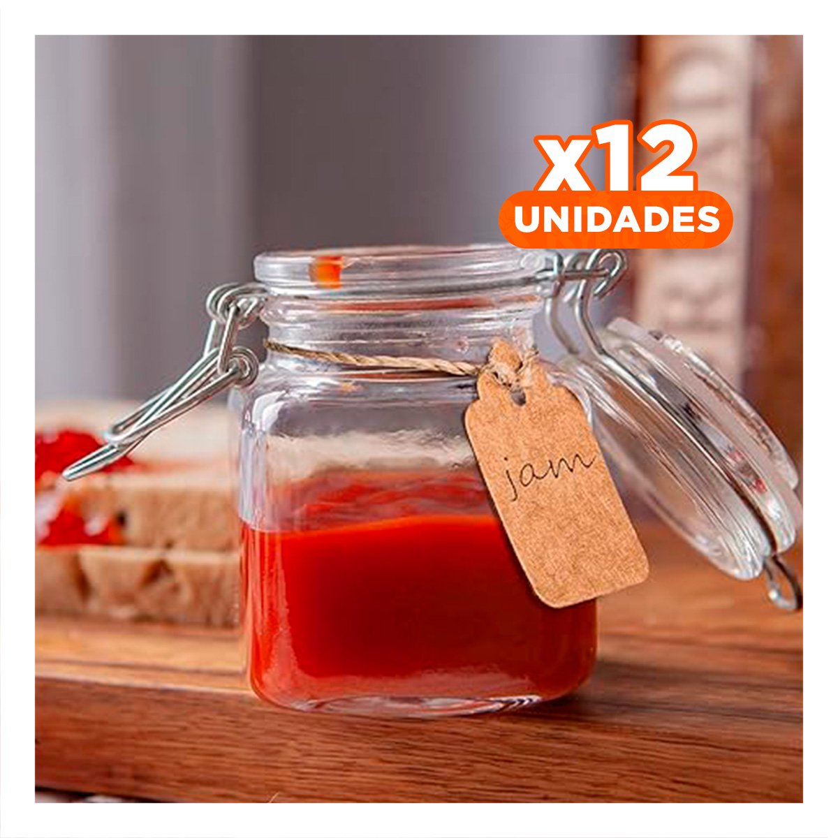 PACK12 BOTELLA PEQUENA DE VIDRIO DE 100 ML MULTIUSO CON TAPA Y CIERRE SEGURO - 1
