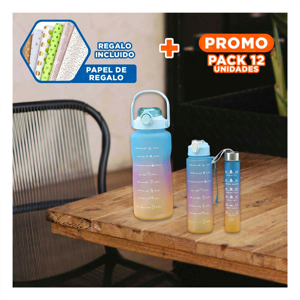 PACK12 SET DE 3 TOMATODOS CON 2 L 1 L Y 300 ML EN VERDE RESISTENTE Y+PAPEL REGALO - 1