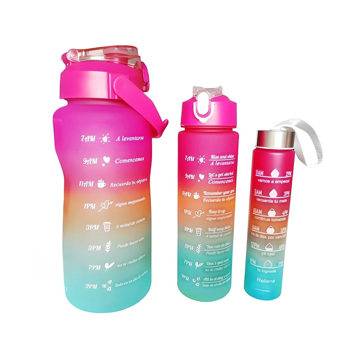 PACK12 SET DE 3 TOMATODOS FUCSIA DE PLASTICO CON TAPA EN 2 L 1 L Y 300 ML Y+REGALO STICKER - 2