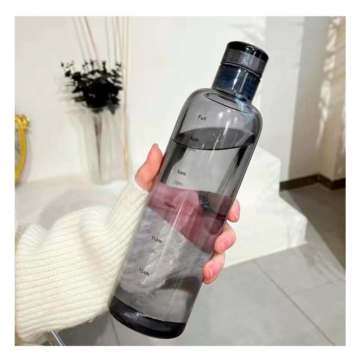 PACK4 VASO ELEGANTE 500 ML TRANSPARENTE NEGRO PARA OFICINA Y CASA Y+PAPEL REGALO - 2