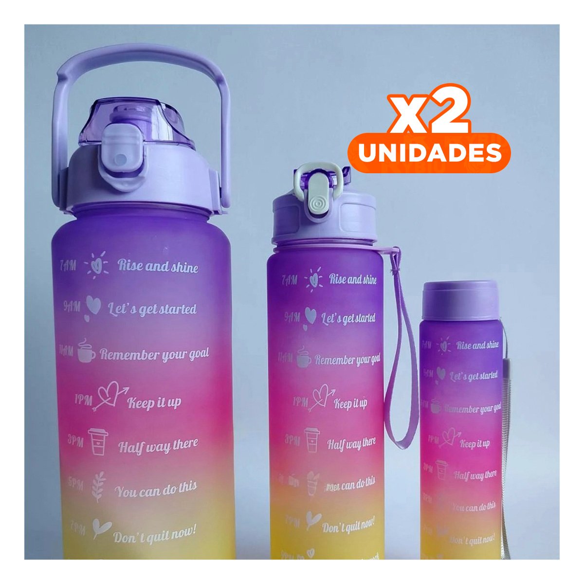 PACK2 TOMATODOS SET DE 3 MORADO CON TAPA DE PLASTICO Y MEDIDAS 2L 1L Y 300ML Y+REGALO STICKER - 1