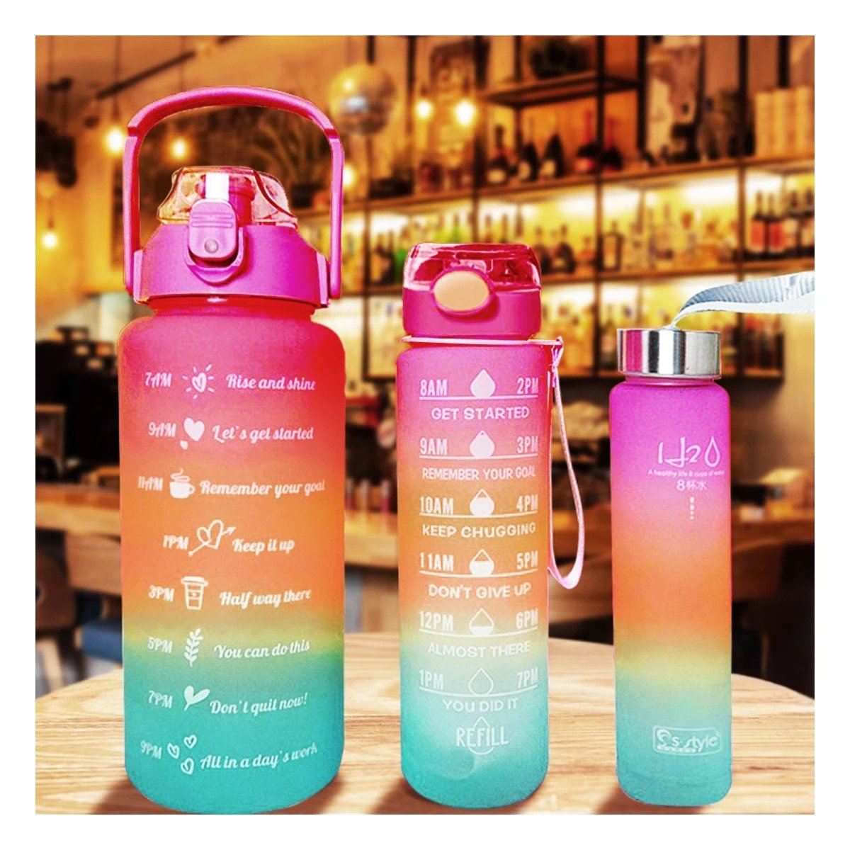 PACK2 TOMATODOS SET DE 3 FUCSIA CON TAPA DE PLASTICO Y MEDIDAS 2 L 1 L Y 300ML Y+REGALO STICKER - 3