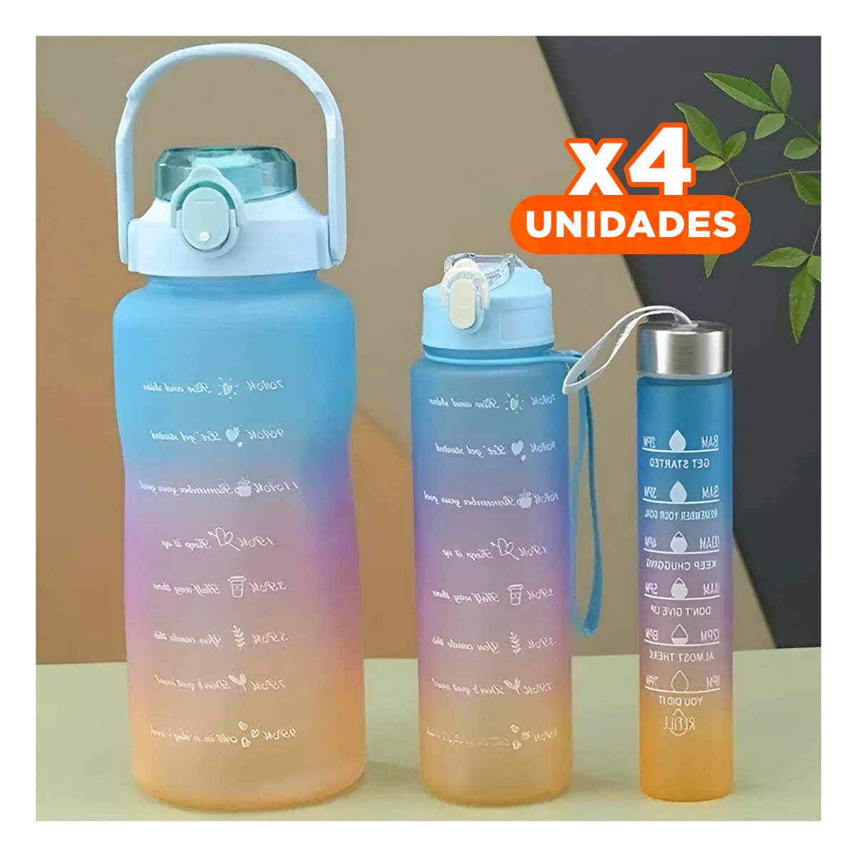 PACK4 TOMATODOS EN PRESENTACION DE 3 UNIDADES VERDE AGUA 2 L 1 L Y 300 ML CON TAPA - 1