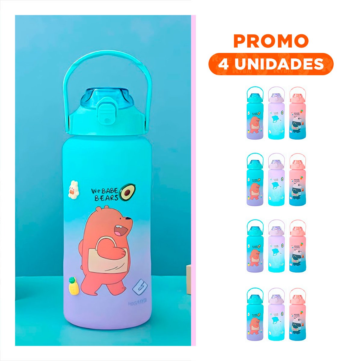 PACK4 RECIPIENTE REUTILIZABLE OSO ESCANDALOSO 2 LITROS Y+REGALO STICKER - 1