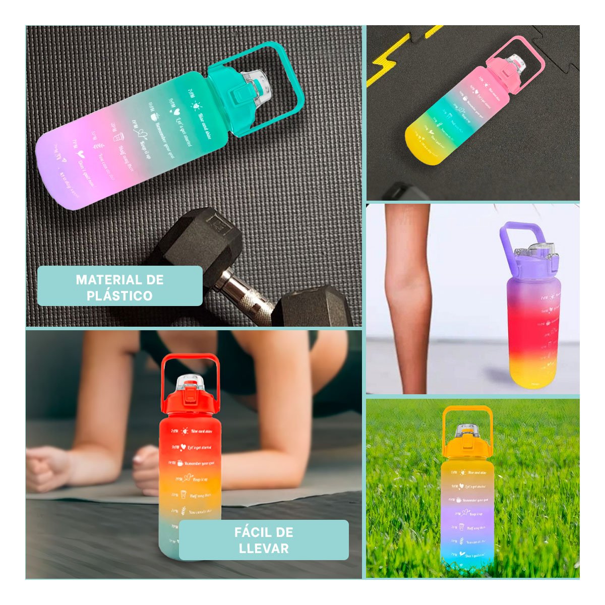 PACK4 CONTENEDOR DE LIQUIDOS 2LT MULTICOLOR PARA BEBIDAS Y CAMINATAS Y+REGALO STICKER - 2