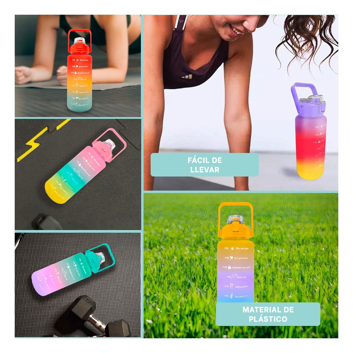 PACK6 TERMO 2LT MULTICOLOR PARA AGUA Y DISFRUTAR EN CASA Y OFICINA Y+PAPEL REGALO - 3