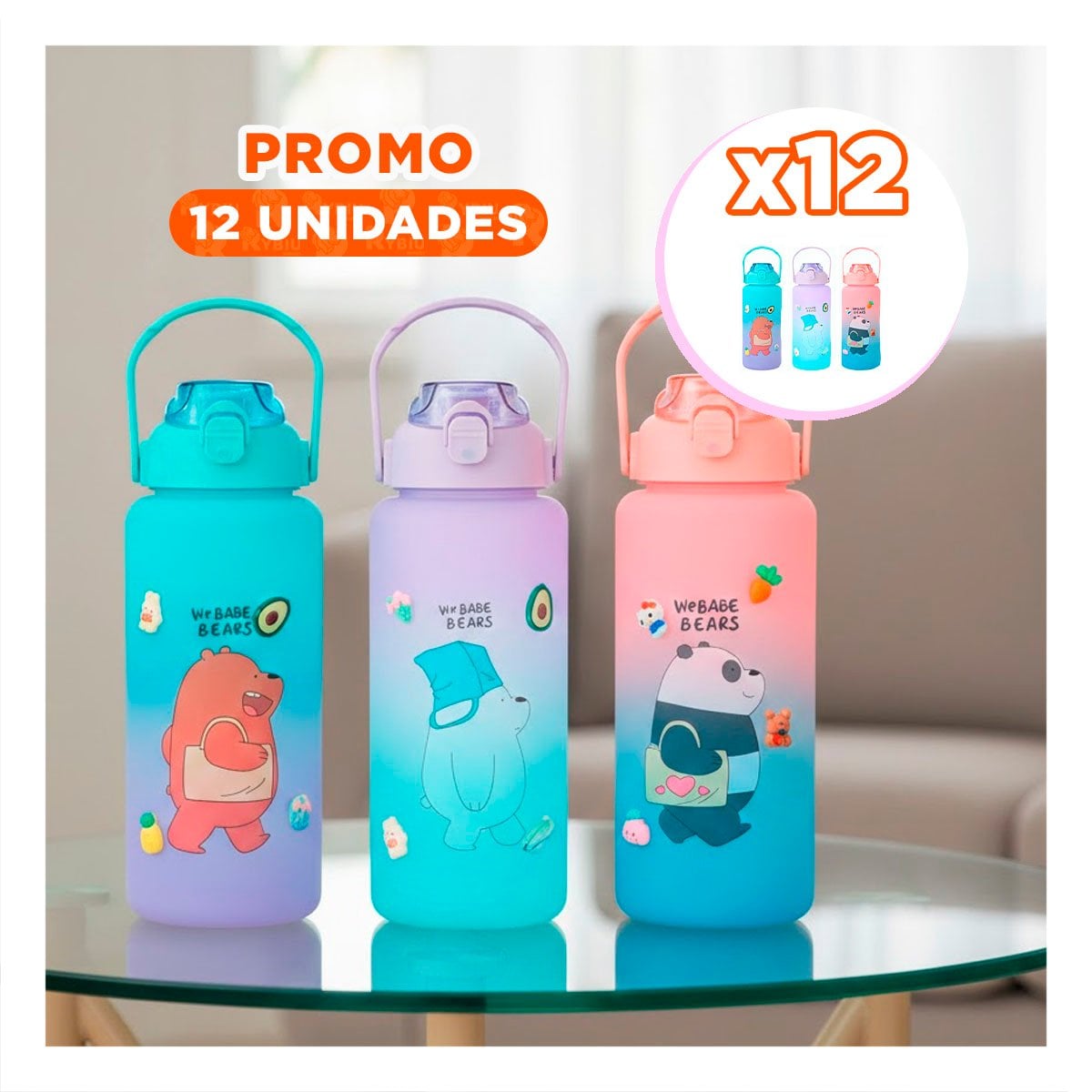 PACK12 CONTENEDOR ESCOLAR OSO ESCANDALOSO 2 LITROS PARA COLEGIO - 1