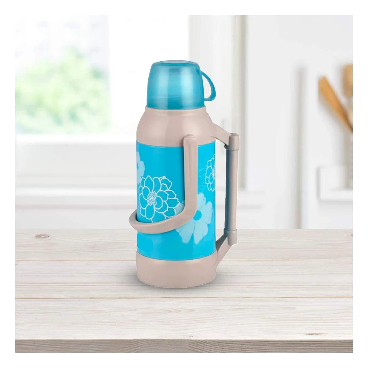 PACK2 CONTENEDOR PARA CASA 3200ML CELESTE FLORES PRACTICO Y RESISTENTE - 2
