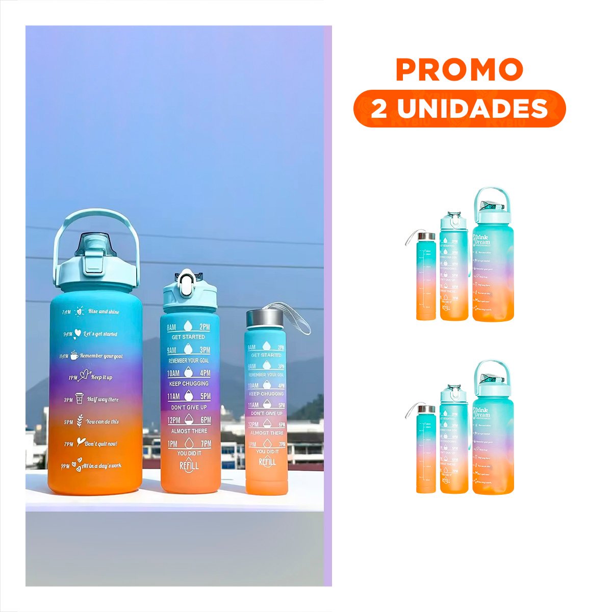 PACK2 TOMATODOS EN SET DE 3 EN CELESTE CON TAPA DE PLASTICO 2 L 1 L Y 300 ML - 1