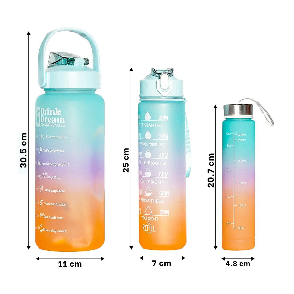 PACK2 TOMATODOS EN SET DE 3 EN CELESTE CON TAPA DE PLASTICO 2 L 1 L Y 300 ML - 4