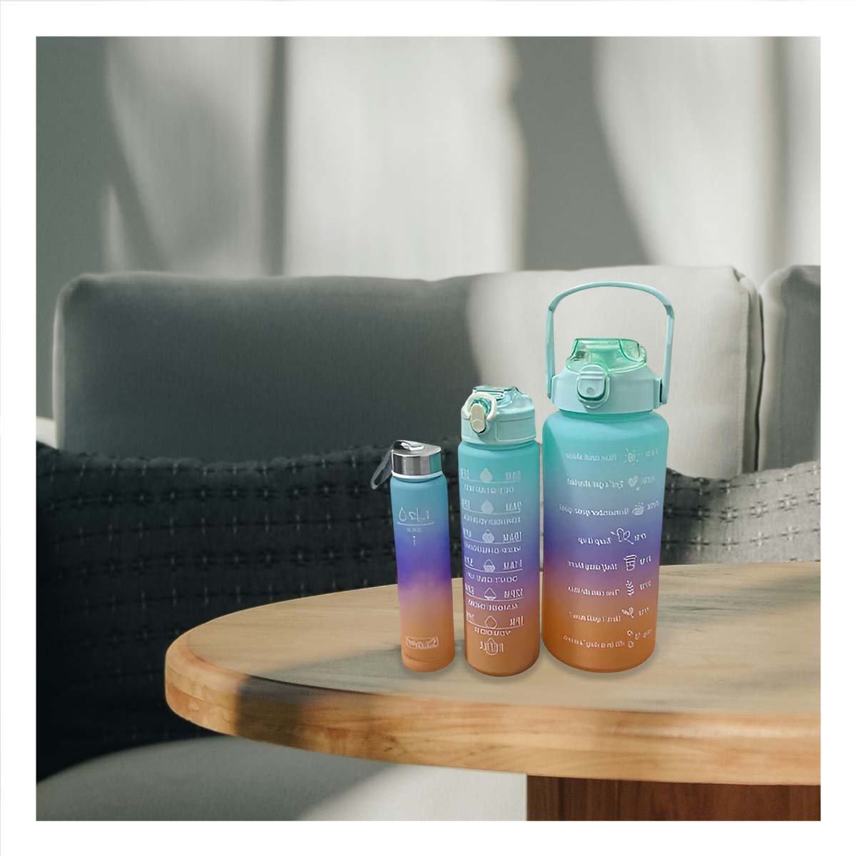 PACK6 CANTIMPLORAS EN VERDE AGUA CON CAPACIDAD 2 L 1 L Y 300 ML EN SET DE 3 - 3