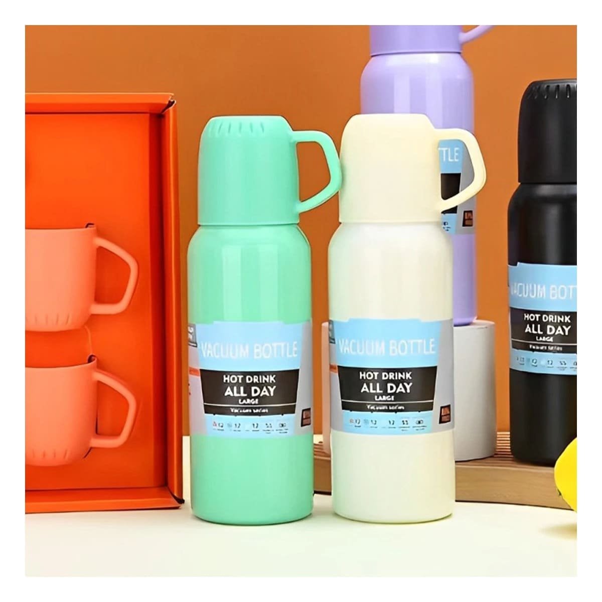 PACK12 VERSION PORTATIL DE 500ML CON 3 TAZAS VERDE AGUA DURADERO - 5