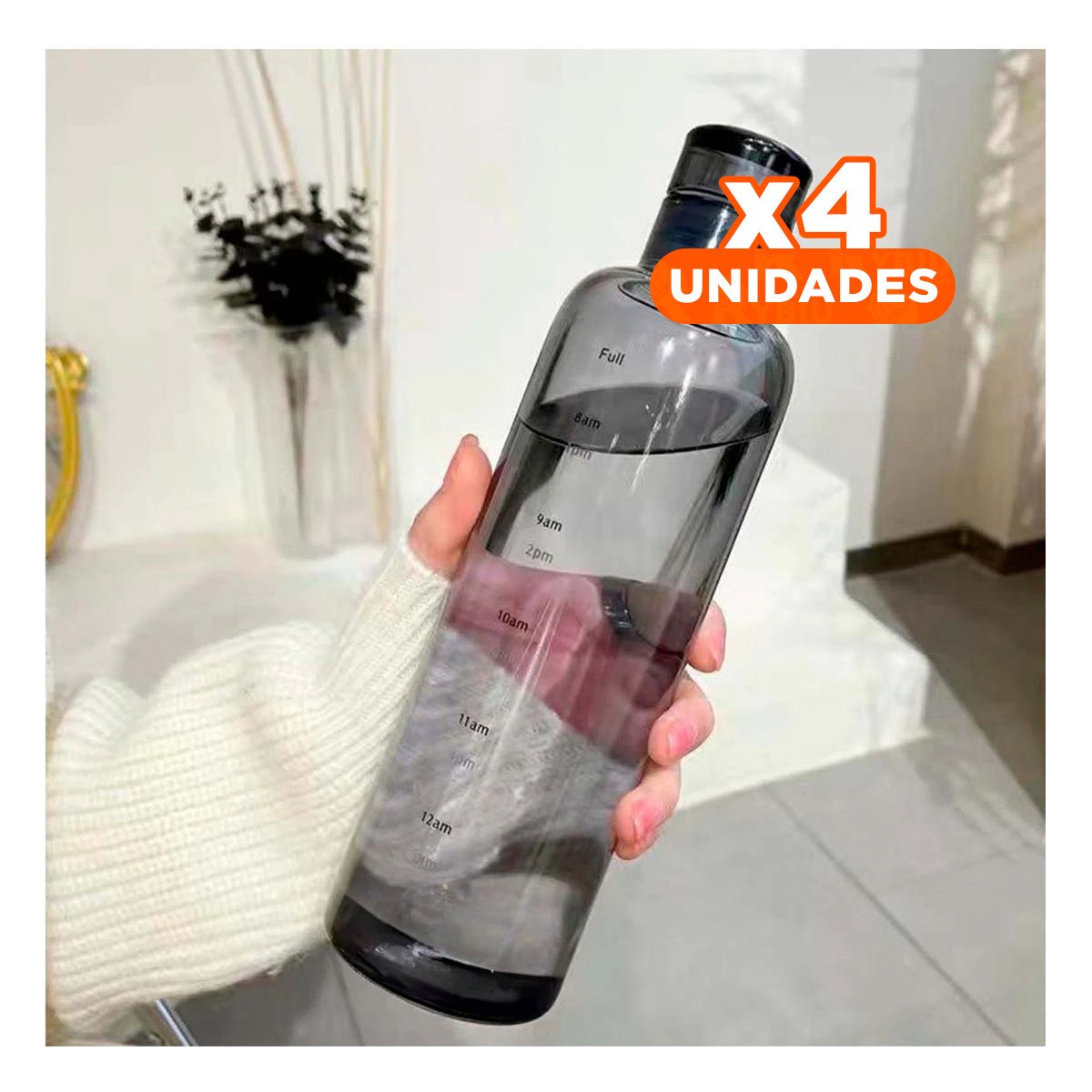 PACK4 VASO DEPORTIVO 500 ML TRANSPARENTE NEGRO CON DISENO FUNCIONAL - 1