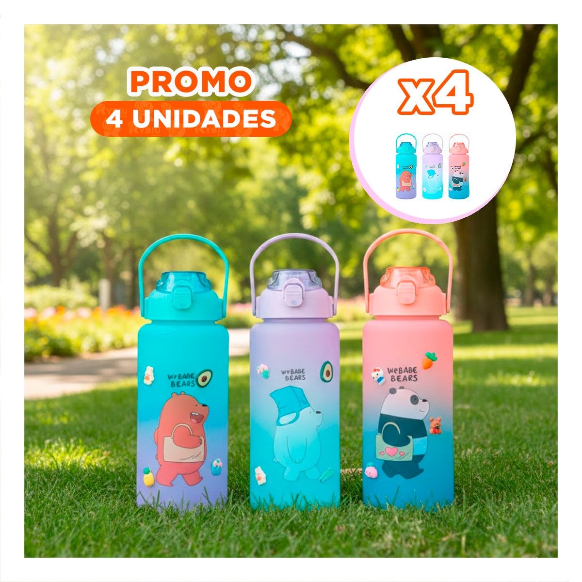 PACK4 TERMO PORTATIL OSO ESCANDALOSO 2 LITROS PARA BEBIDAS - 1