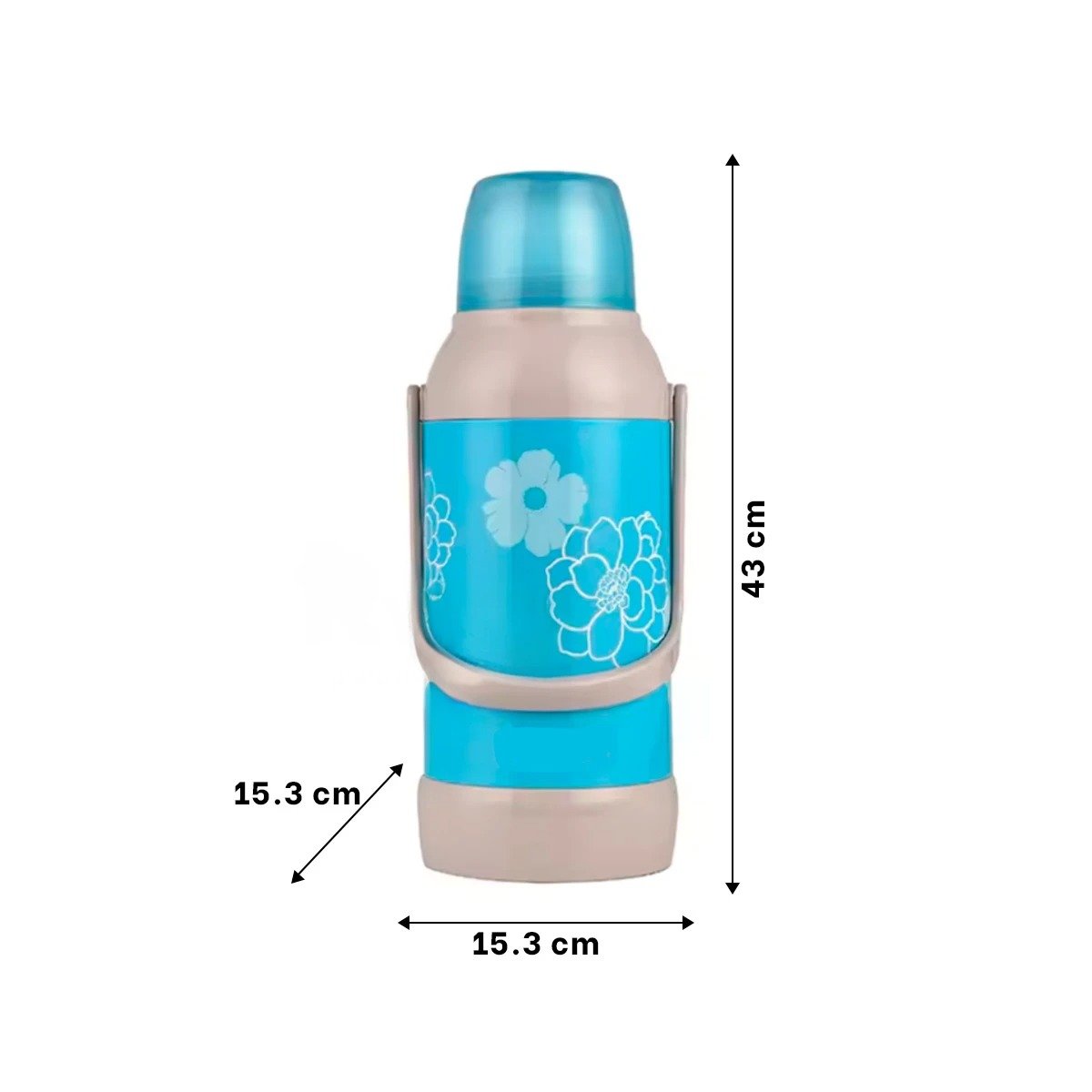 PACK4 RECIPIENTE PARA USO DIARIO 3200ML CELESTE FLORES MANTIENE LIQUIDOS Y+REGALO STICKER - 4