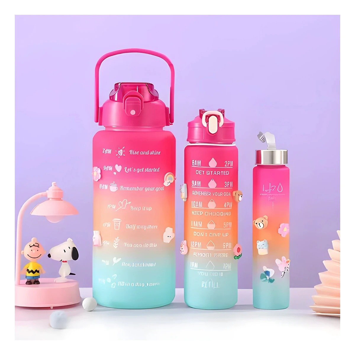 PACK2 TOMATODOS EN SET DE 3 EN FUCSIA CON TAPA DE PLASTICO 2 L 1 L Y 300 ML - 2