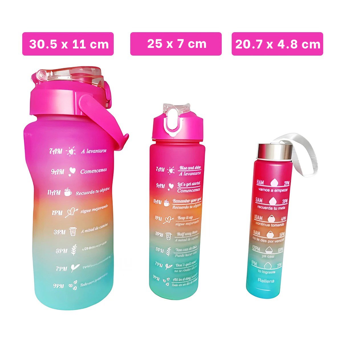 PACK2 TOMATODOS EN SET DE 3 EN FUCSIA CON TAPA DE PLASTICO 2 L 1 L Y 300 ML - 4
