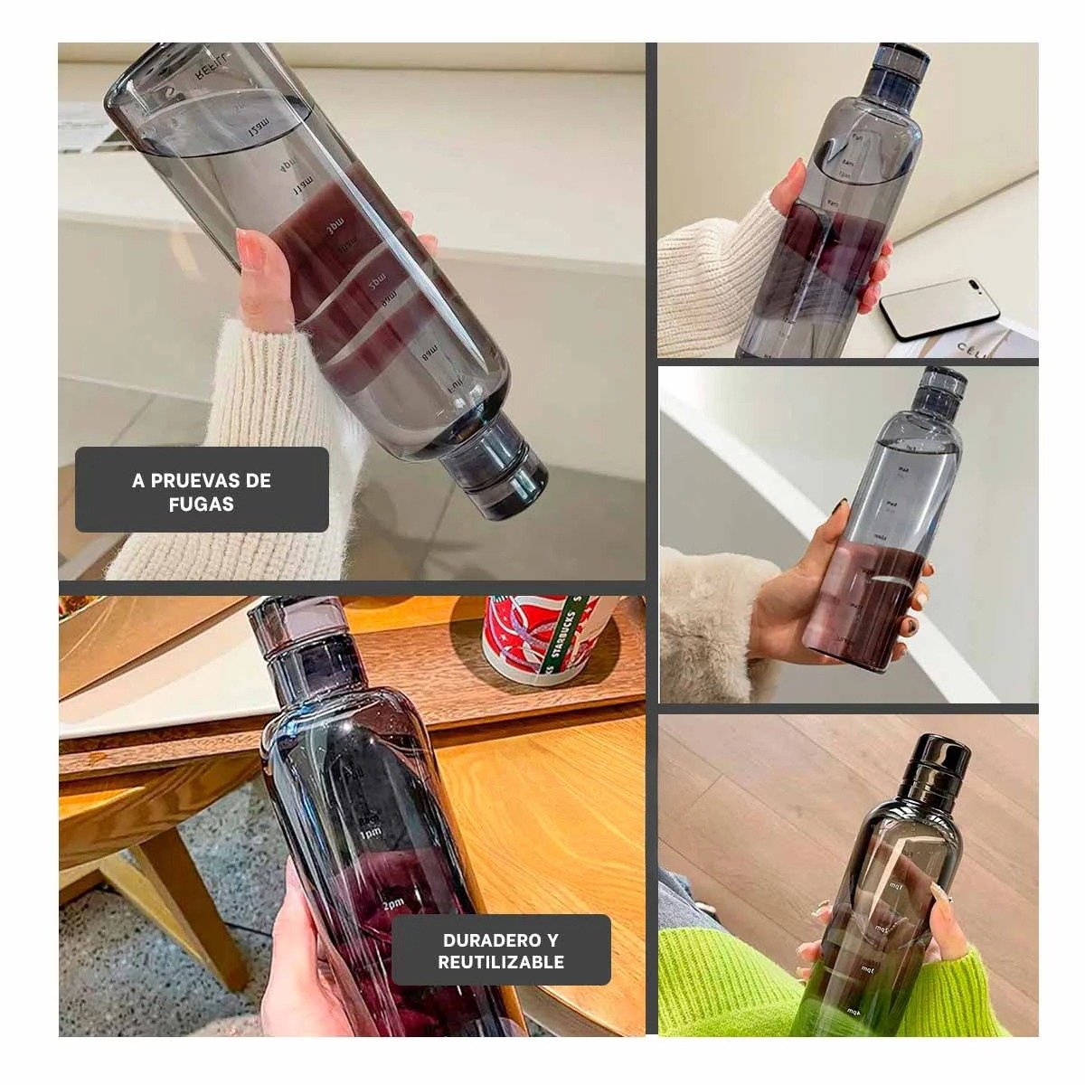 PACK4 ENVASE COMPACTO 500 ML TRANSPARENTE NEGRO CON CIERRE SEGURO Y RAPIDO Y+REGALO STICKER - 2