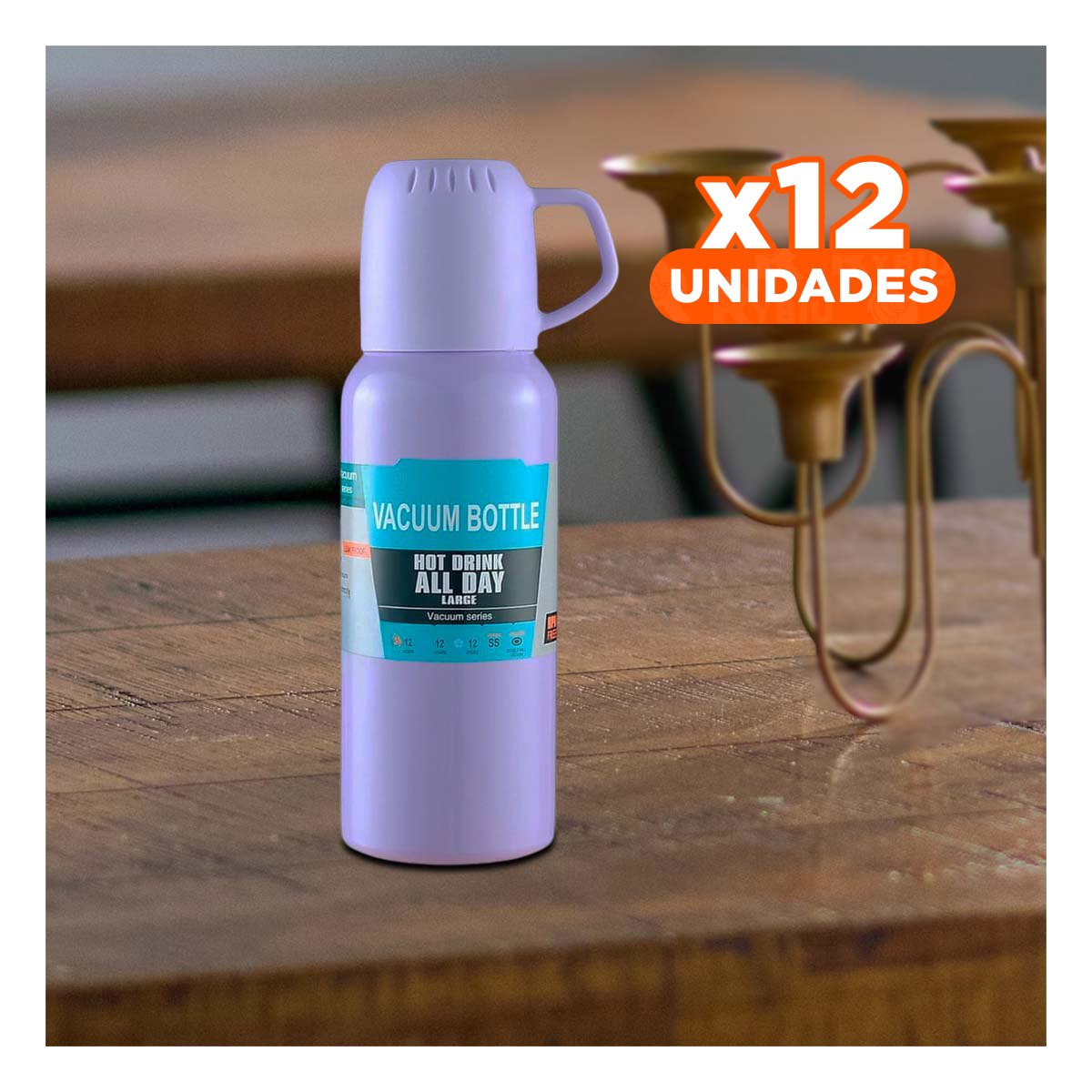 PACK12 BOTELLA FUNCIONAL 500 ML CON 3 TAZAS LILA PARA USO DIARIO - 1