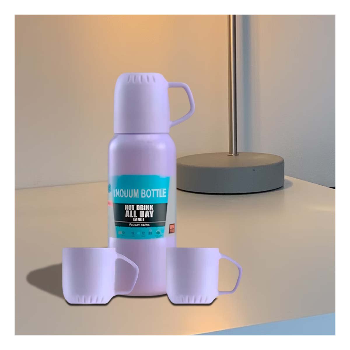 PACK12 BOTELLA MULTIUSO 500 ML CON 3 TAZAS LILA PARA HOGAR Y OFICINA Y+REGALO STICKER - 5