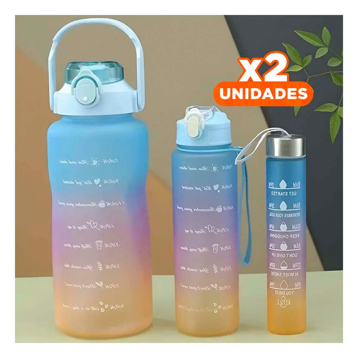 PACK2 TOMATODOS SET DE 3 VERDE CON TAPA DE PLASTICO Y MEDIDAS 2 L 1 L Y 300ML Y+REGALO STICKER - 1