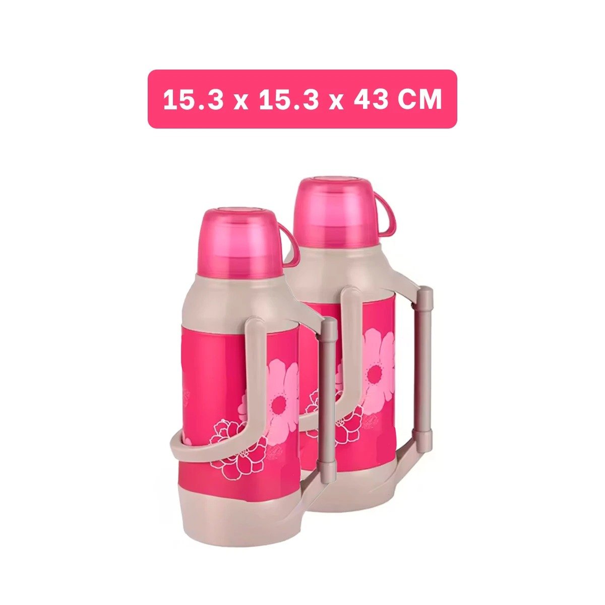 PACK6 CONTENEDOR VASO 3200ML ROSADO FLORES PARA BEBIDAS FRIAS Y CALIENTES Y+REGALO STICKER - 4