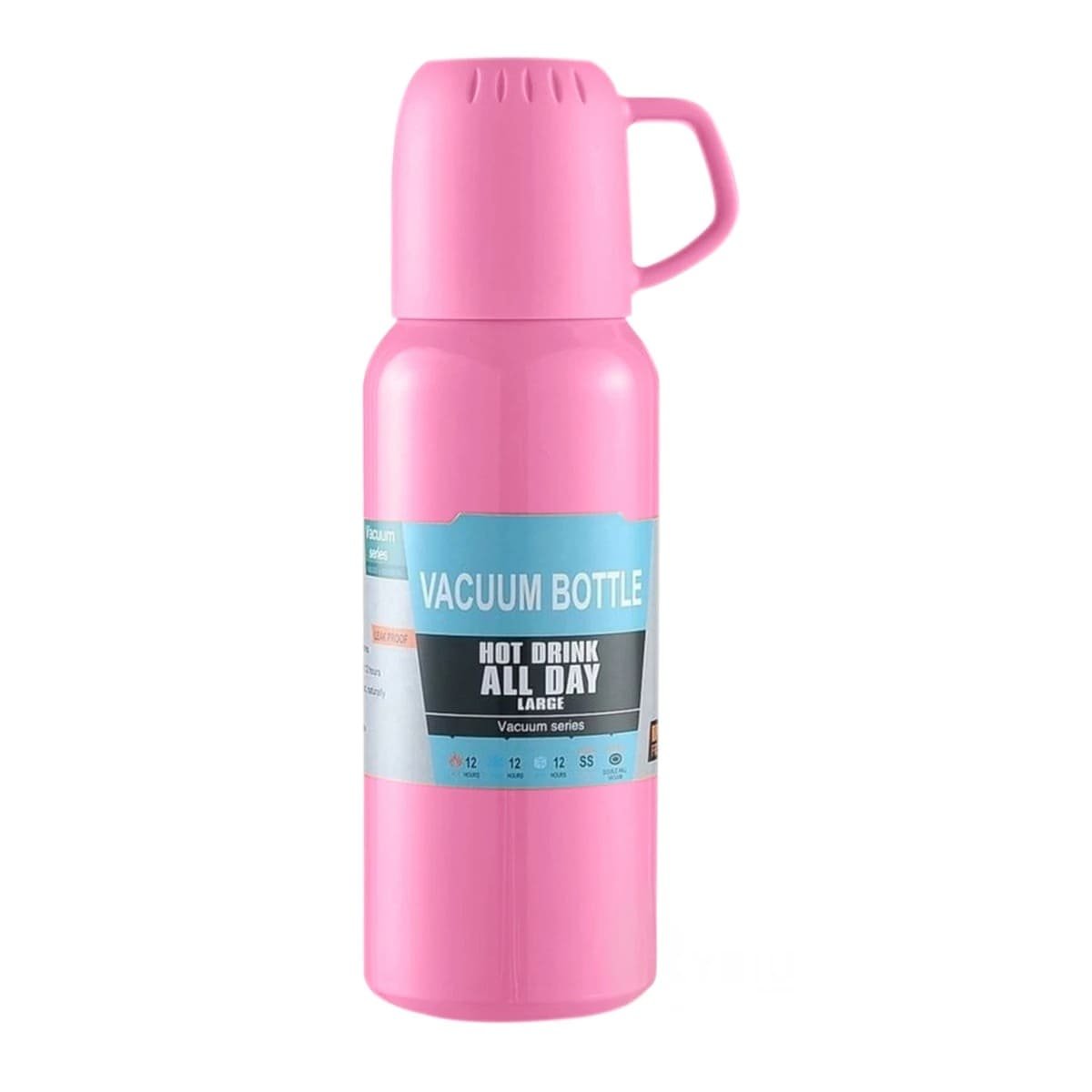 PACK12 DISPENSADOR PORTATIL DE 500ML CON 3 TAZAS ROSADO ACERO MODERNO Y+REGALO STICKER - 2