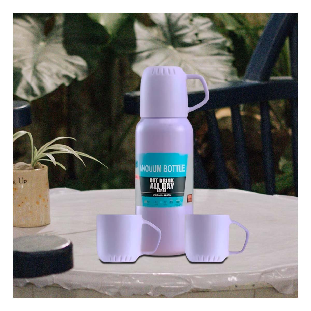 PACK2 FRASCO REUTILIZABLE 500 ML CON 3 TAZAS LILA PARA USO DIARIO Y+PAPEL REGALO - 5