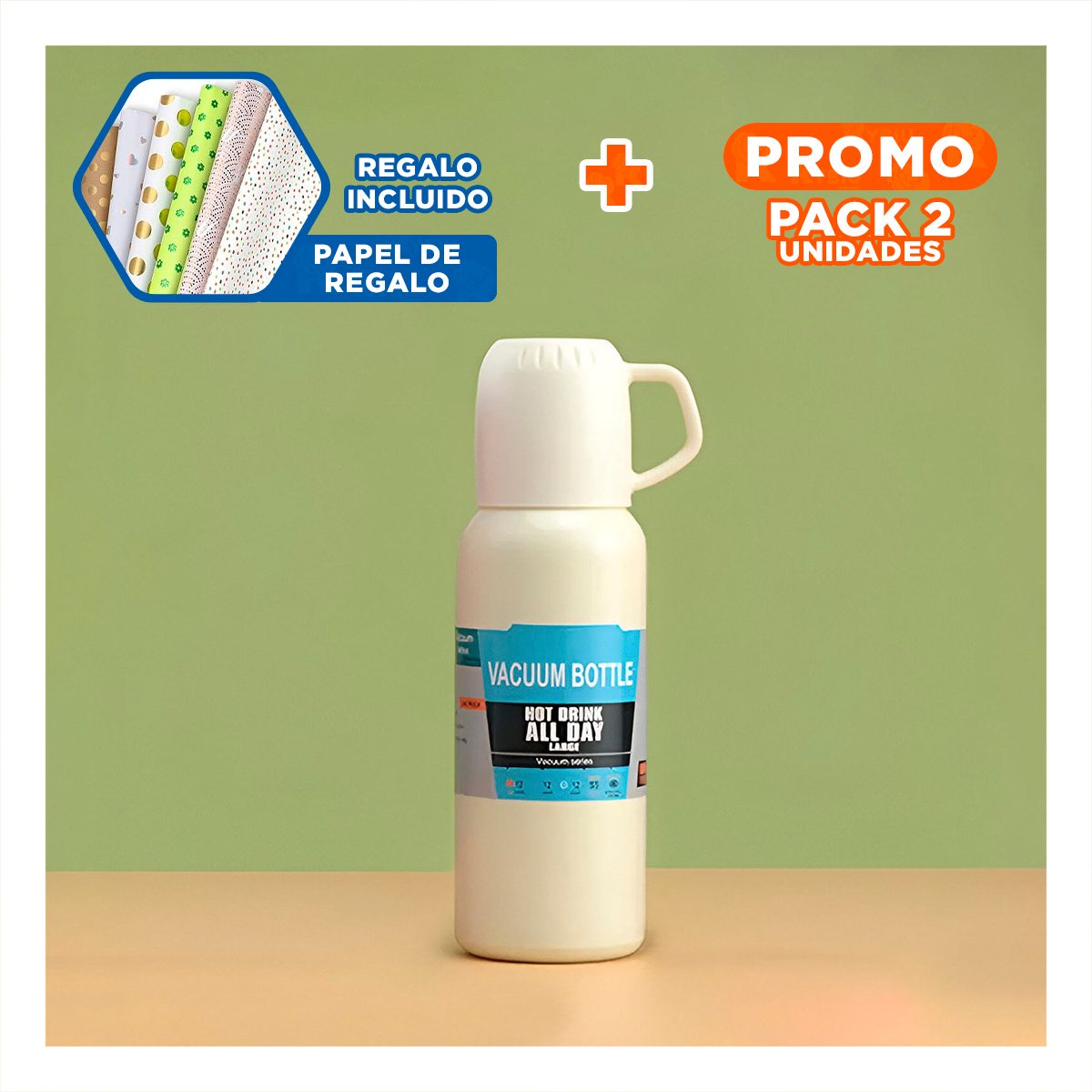 PACK2 FRASCO REUTILIZABLE 500 ML CON 3 TAZAS CREMA PARA USO DIARIO Y+PAPEL REGALO - 1