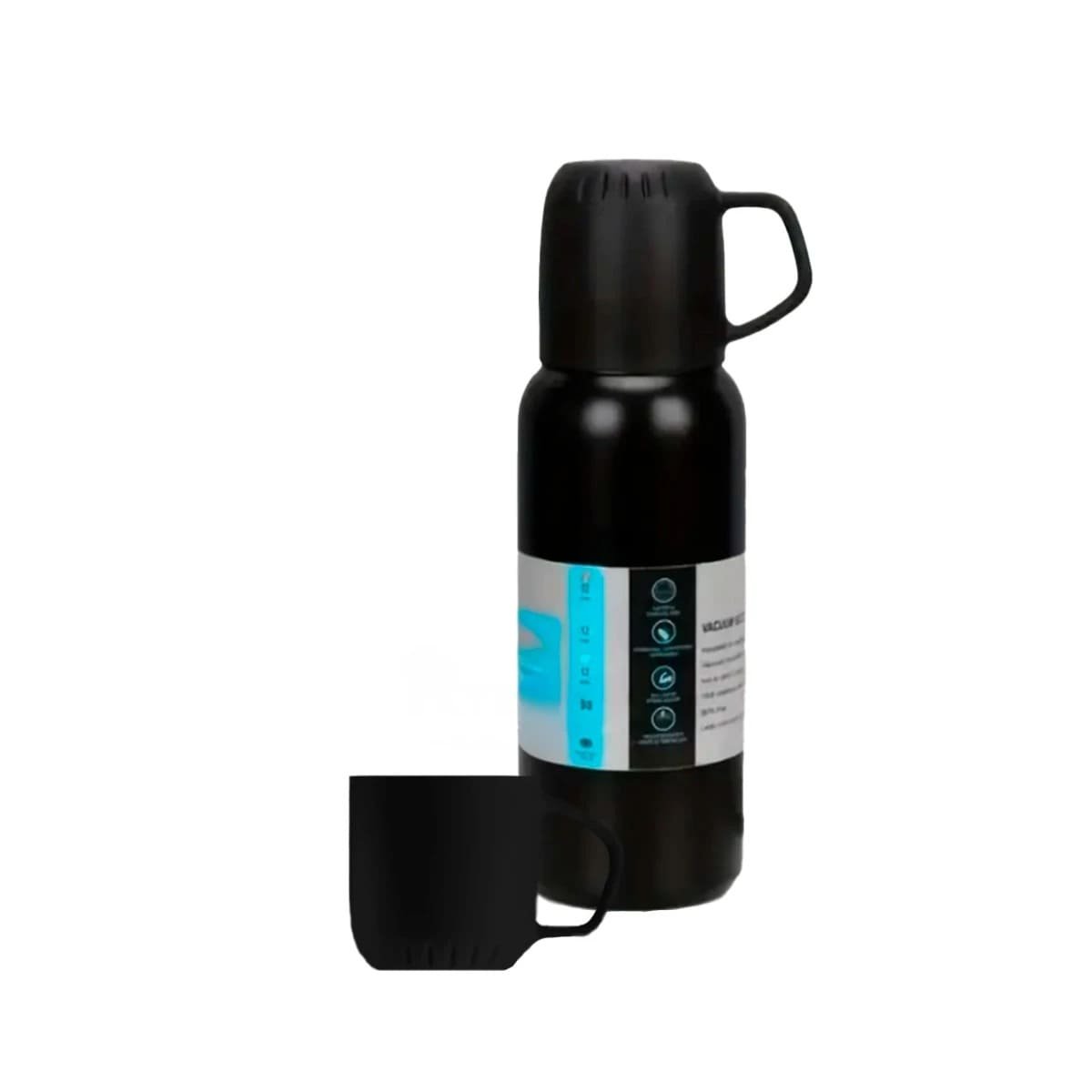 PACK2 FRASCO MODERNO 500 ML CON 3 TAZAS NEGRO PARA HOGAR Y+REGALO STICKER - 2
