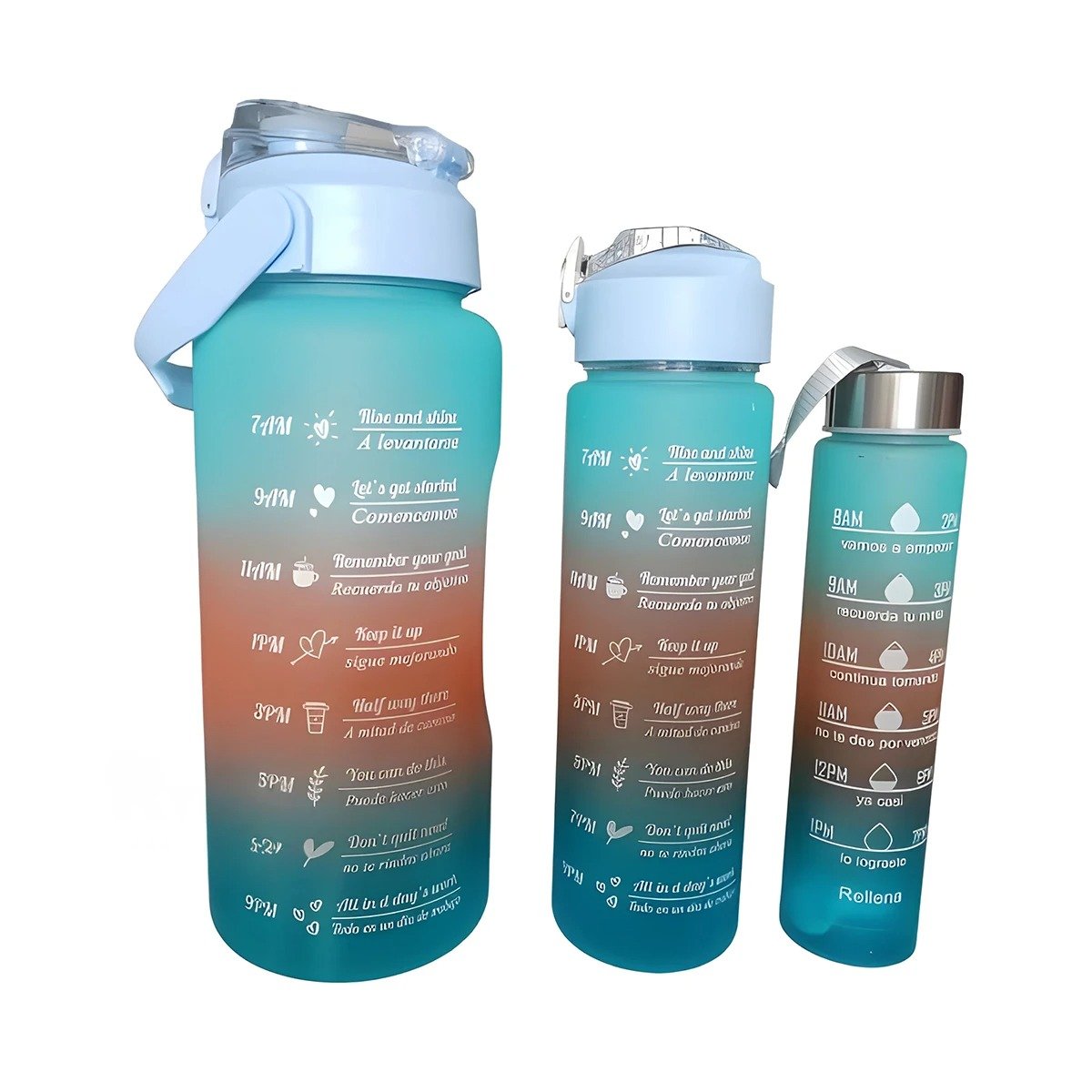 PACK12 SET DE 3 TOMATODOS CELESTE DE PLASTICO CON TAPA EN 2 L 1 L Y 300 ML Y+REGALO STICKER - 2
