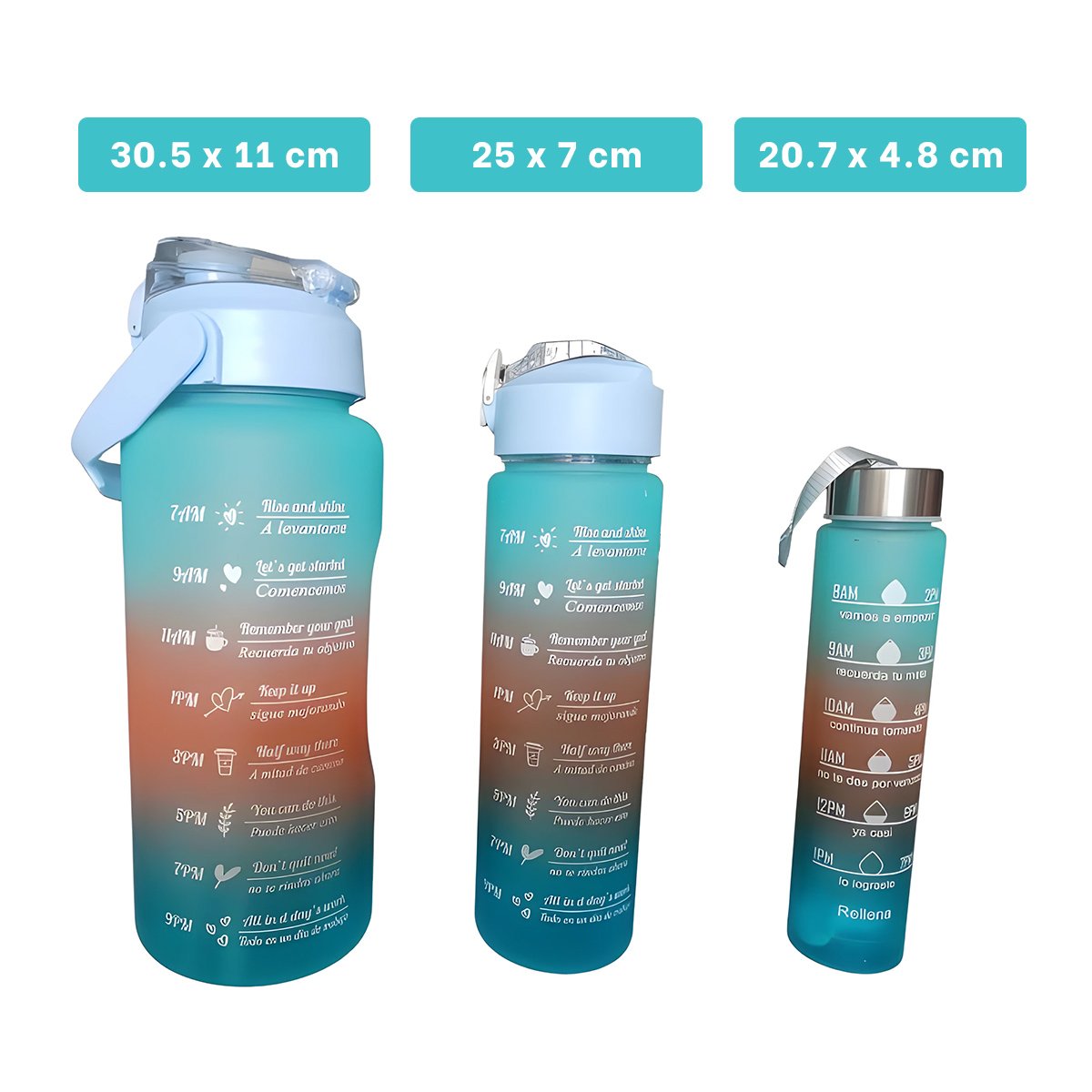 PACK12 SET DE 3 TOMATODOS CELESTE DE PLASTICO CON TAPA EN 2 L 1 L Y 300 ML Y+REGALO STICKER - 4