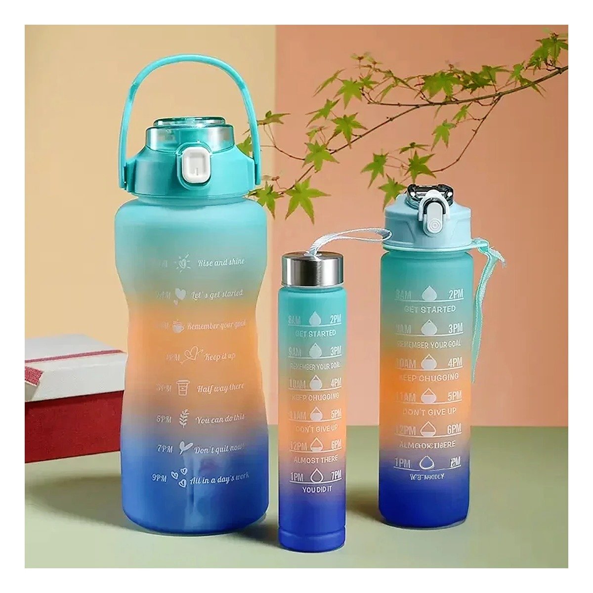 PACK12 SET DE 3 TOMATODOS CELESTE DE PLASTICO CON TAPA EN 2 L 1 L Y 300 ML Y+REGALO STICKER - 5