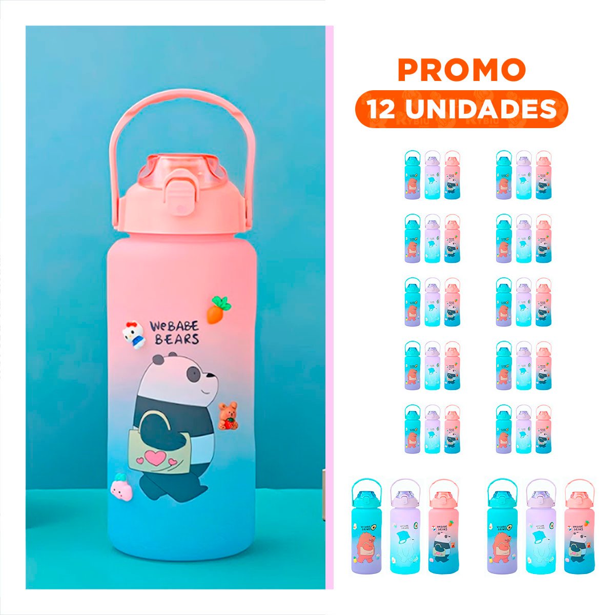 PACK12 FRASCO ESCOLAR OSO ESCANDALOSO 2 LITROS PARA AGUA Y+REGALO STICKER - 1