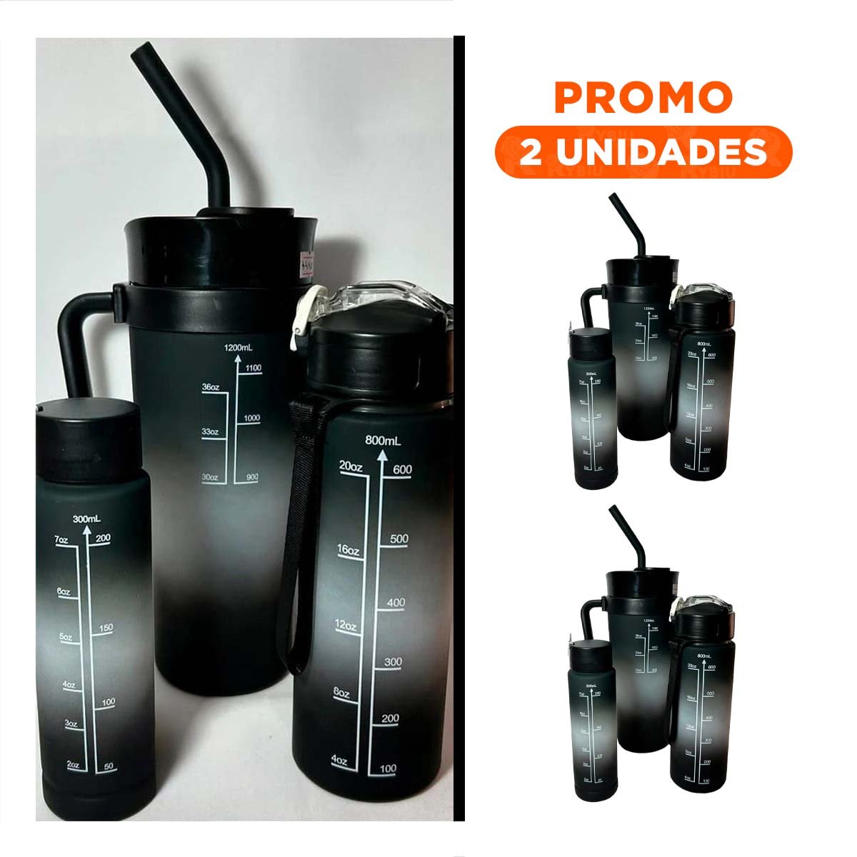 PACK2 CONTENEDOR TRIO TRICOLOR NEGRO BLANCO FACIL LIMPIAR Y SEGURO COCINA - 1