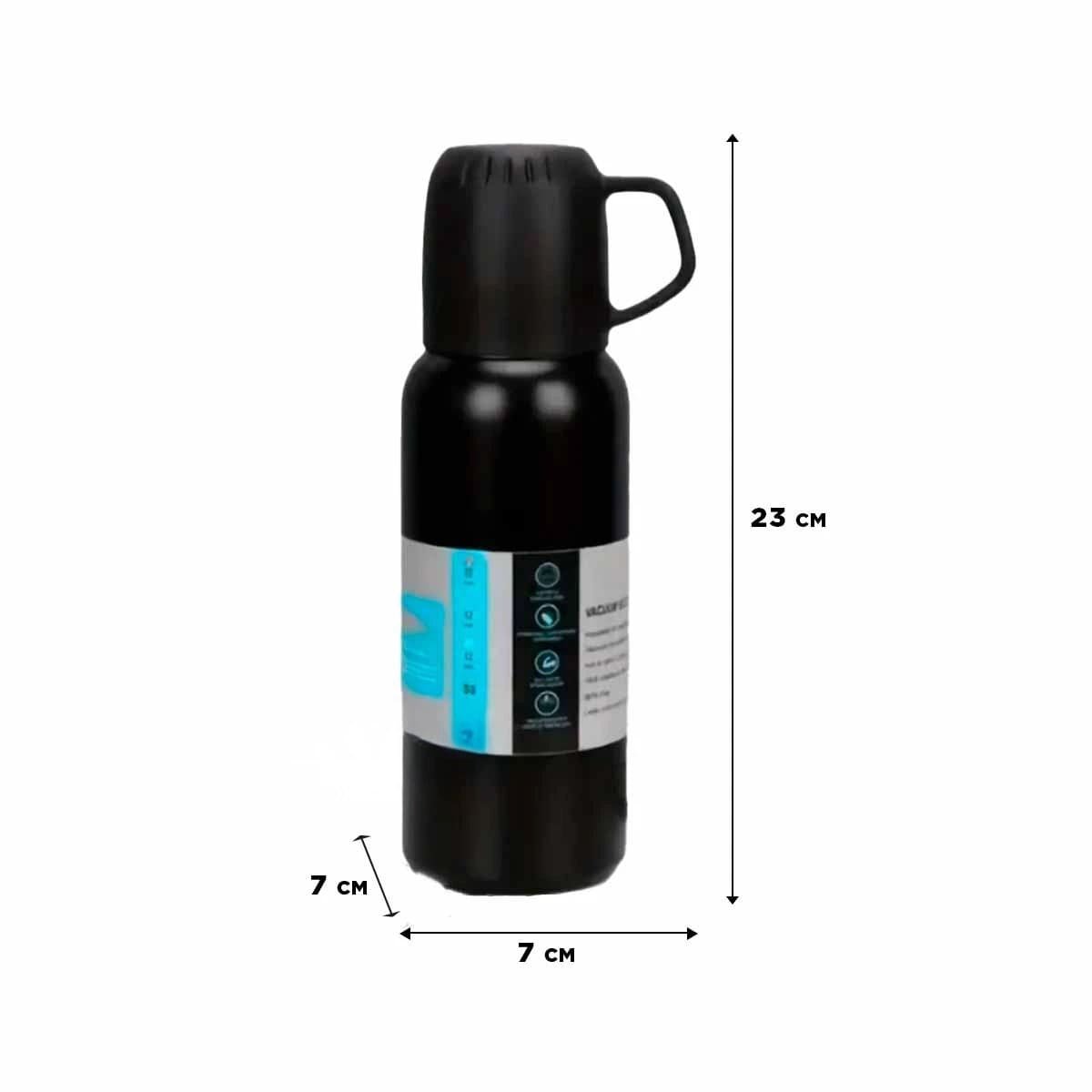 PACK4 TERMO COMPACTO 500 ML CON 3 TAZAS NEGRO PARA VIAJES Y OFICINA Y+PAPEL REGALO - 4