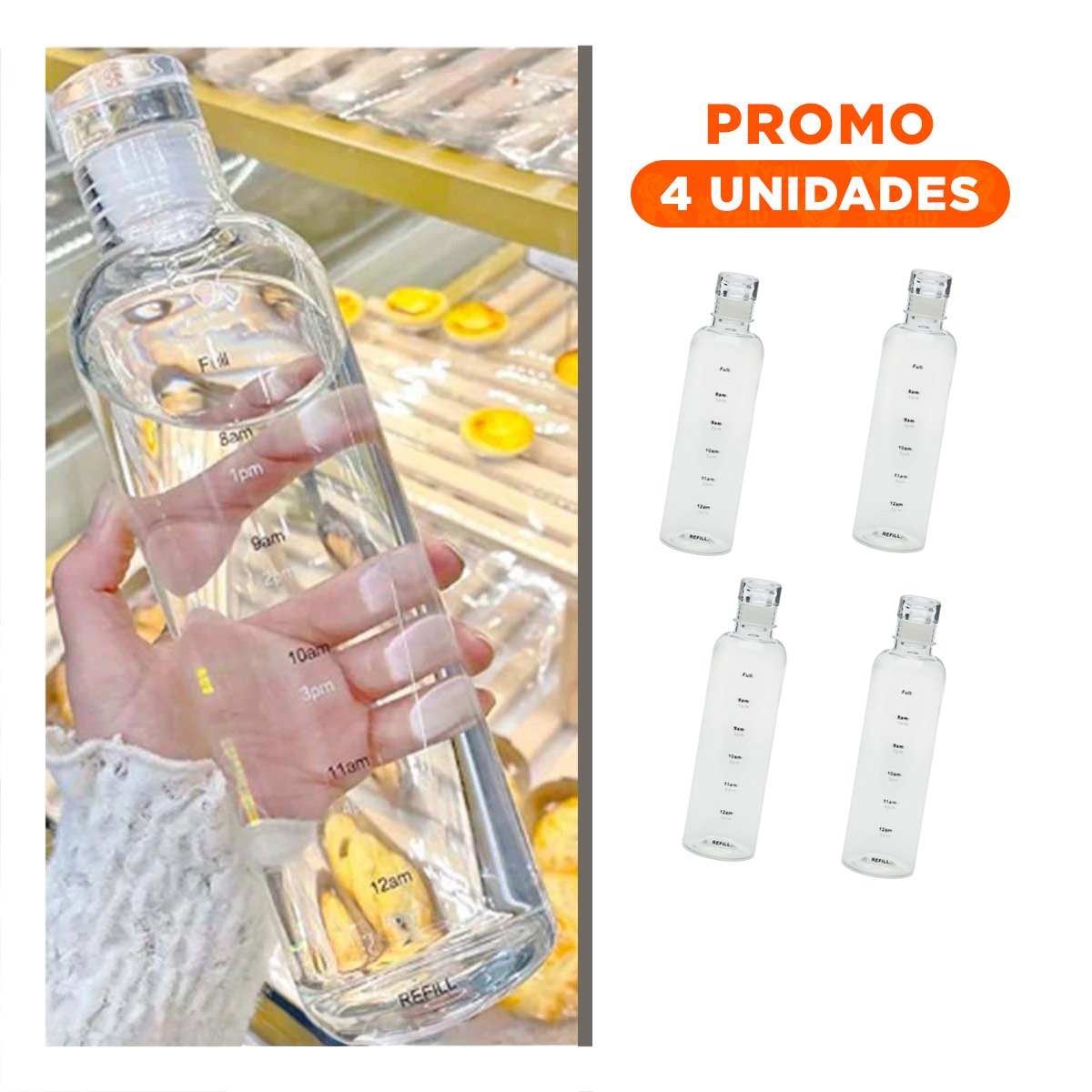 PACK4 FRASCO RESISTENTE 500 ML TRANSPARENTE PARA GIMNASIO Y DEPORTES Y+REGALO STICKER - 1
